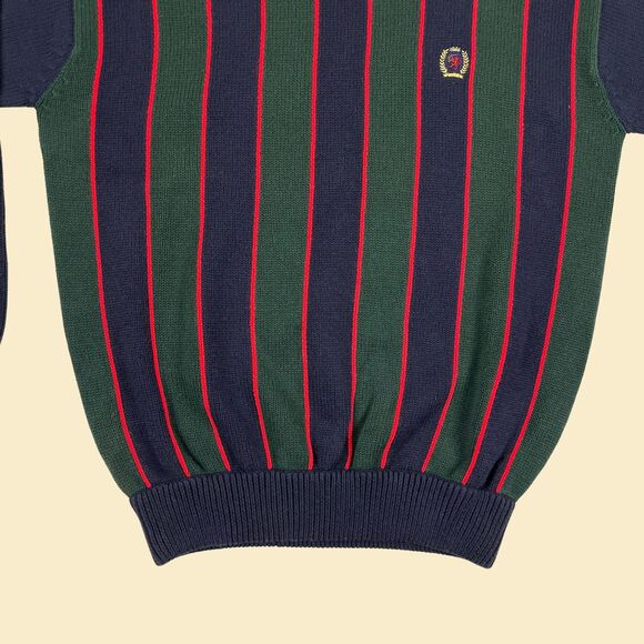 90s/Y2K Tommy Hilfiger L sweater, vtg blue/green crew, new old stock (w/ tags) - Picture 9 of 9